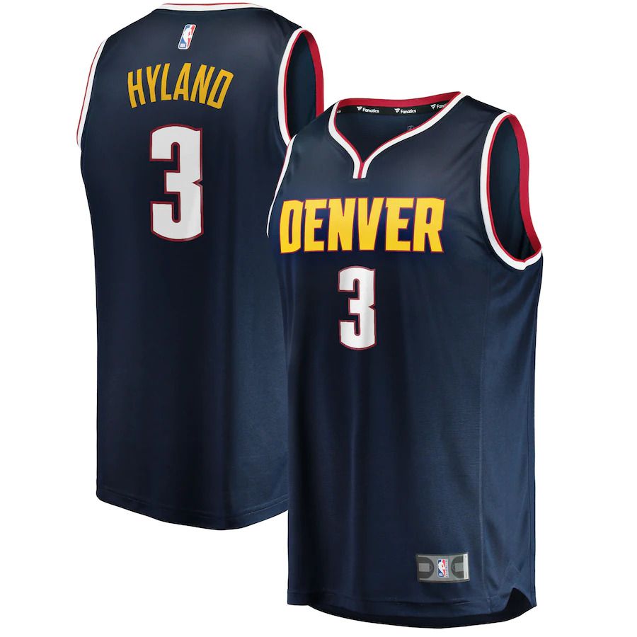Men Denver Nuggets #3 Bones Hyland Fanatics Branded Navy Fast Break Replica NBA Jersey